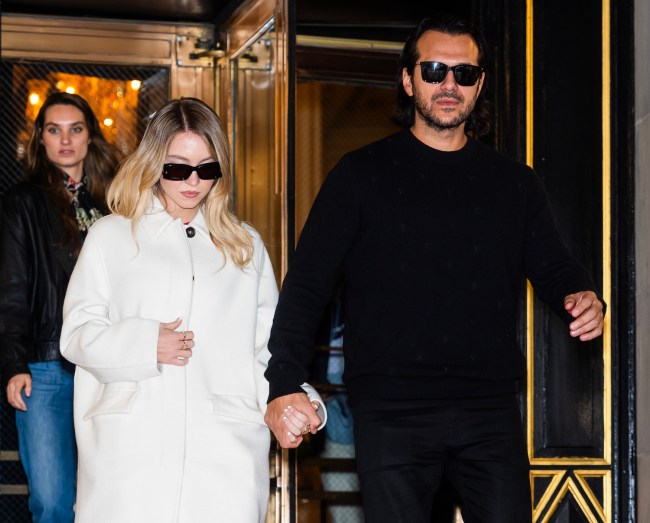 Sydney Sweeney (L) and Jonathan Davino are seen in Midtown on March 07, 2024 in New York City