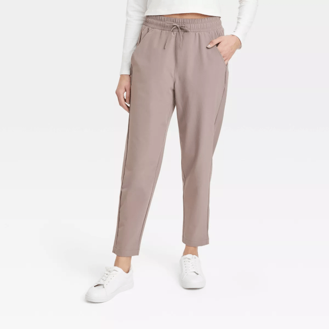 All in Motion Stretch Woven High-Rise Taper Pants Target in Taupe
