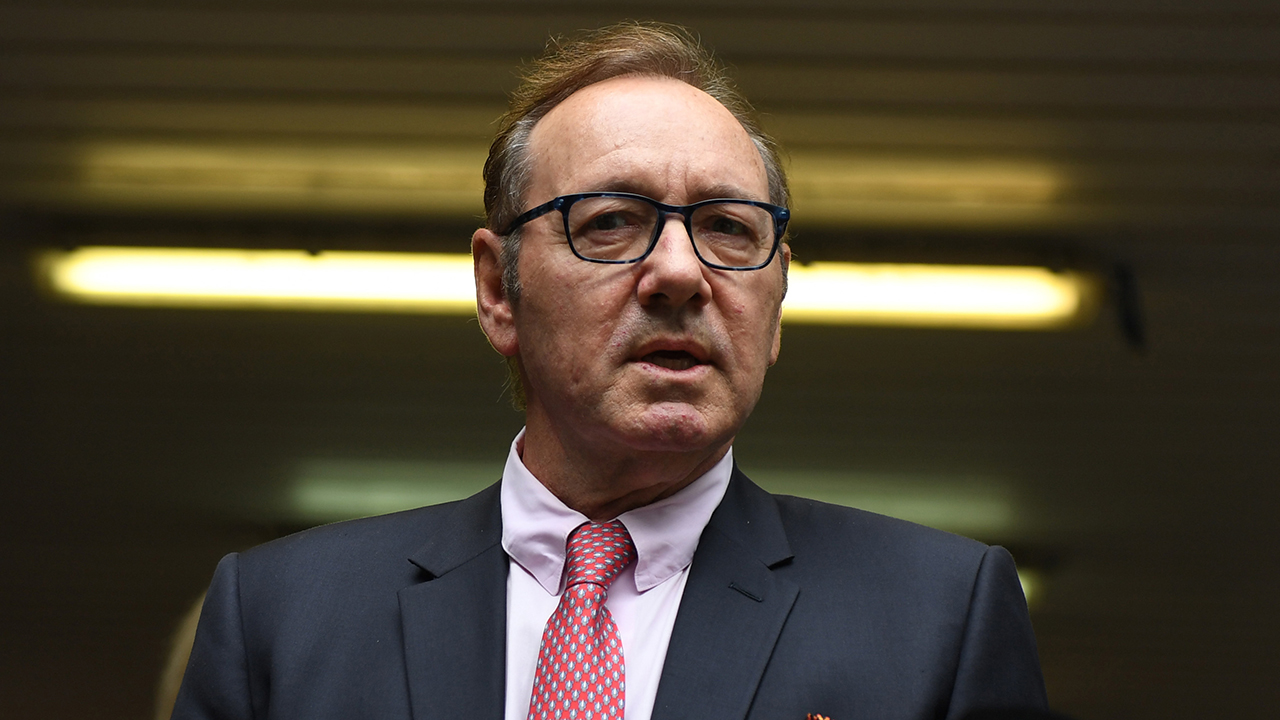 Kevin Spacey speaks to press after leaving court at Southwark Crown Court on July 26, 2023 in London, England. The U.S. actor who starred in the popular TV series House of Cards and the film The Usual Suspects has been cleared of all sexual assault charges brought by men  during his time as Artistic Director of The Old Vic Theatre.