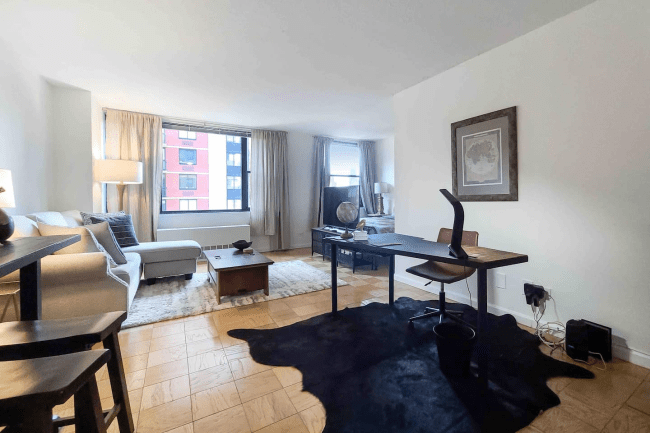 Midtown NYC Apartment Airbnb showing the living room.