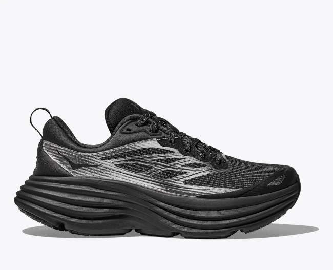 HOKA Bondi 8 in silver/black colorway