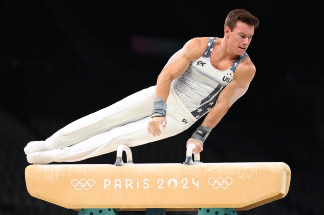 Brody Malone of Team USA trains during a Gymnastics training session ahead of the Paris 2024 Olympic Games on July 24, 2024 in Paris, France.