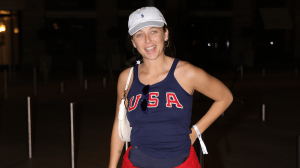 Emma Chamberlain wearing a Ralph Lauren USA tanktop.