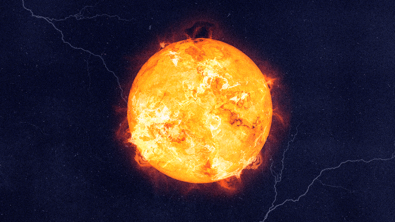 A bright sun in the middle of a dark night sky background in honor of Leo season 2024