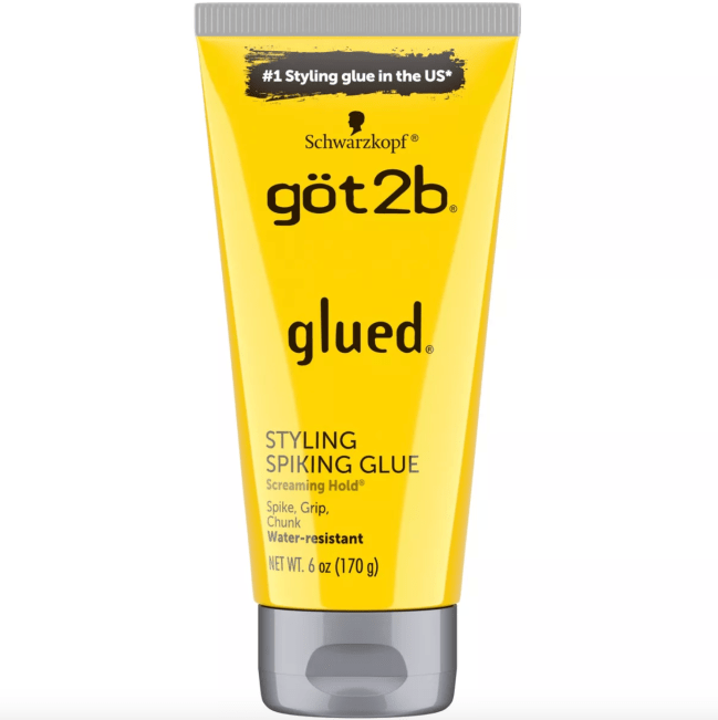 Schwarzkopf Got2b Glued Styling Spiking Glue in a yellow tube.