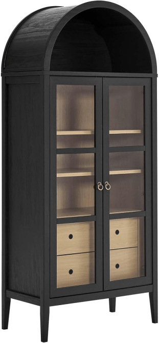 Modway Nolan Tall Arched Bar Cabinet in black oak.