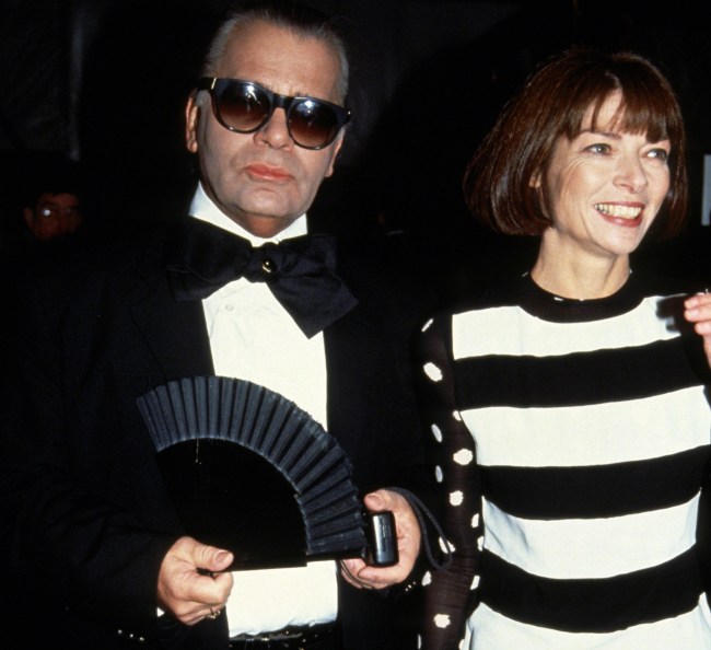 NEW YORK, NY Äì CIRCA 1993: Karl Lagerfeld and Anna Wintour attend the 12th Annual Council of Fashion Designers of America (CFDA) Awards at Lincoln Center circa 1993 in New York City