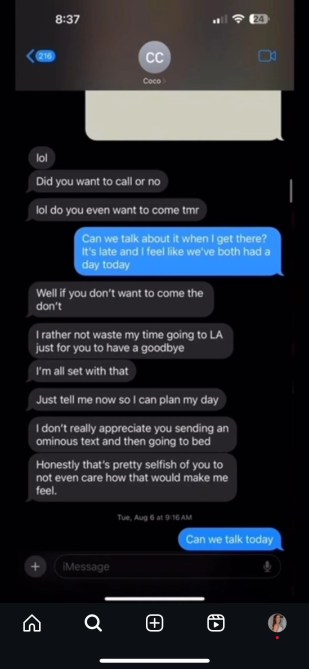 Devin bachelorette texts