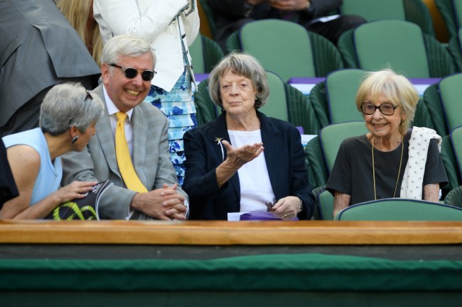 LONDON, ENGLAND - JULY 11: Actress Maggie Smith attends the Royal Box during Day Ten of The Championships - Wimbledon 2019 at All England Lawn Tennis and Croquet Club on July 11, 2019 in London, England.