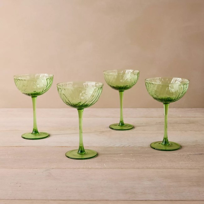 4pc Set Coupe 6oz Glass Green