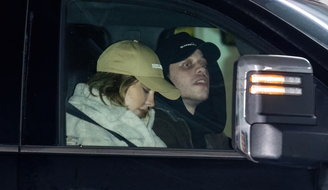 Actress Madelyn Cline and comedian/actor Pete Davidson are seen leaving Pete Davidson's comedy show on January 28, 2024 in Philadelphia, Pennsylvania
