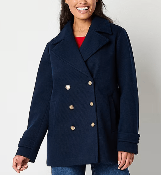 Liz Claiborne Water Resistant Midweight Peacoat