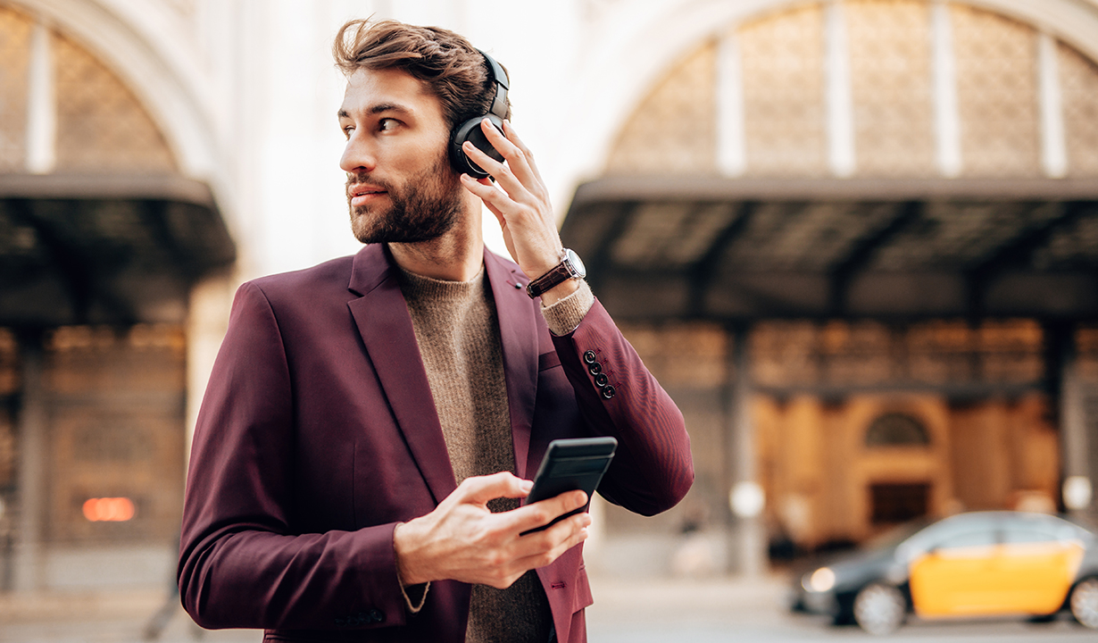 Man Listening to Headphones