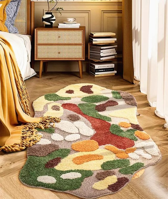 An asymmetrical rug