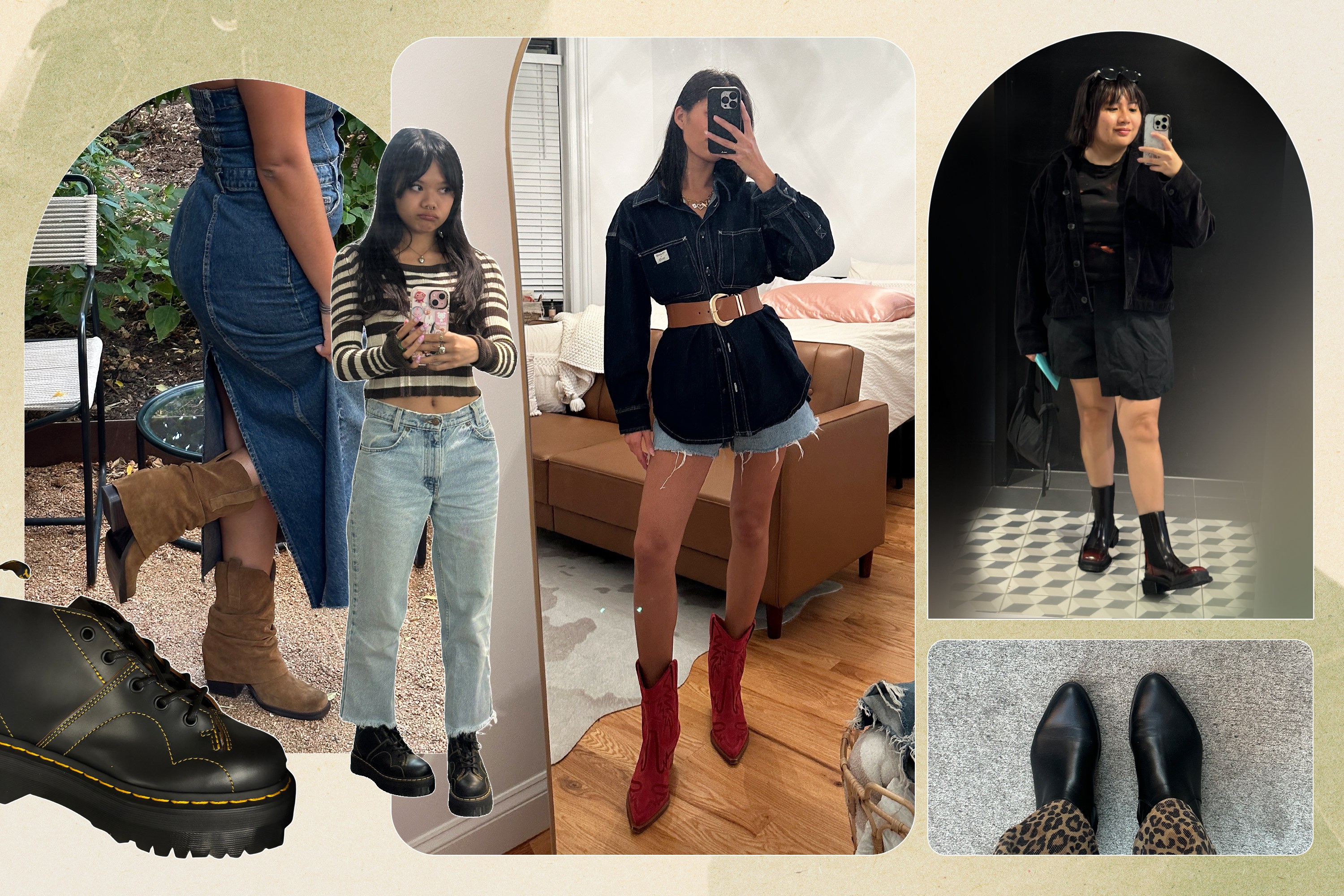 Multiple editors wearing ankle boots, including ones from Steve Madden, Dr. Marten's, Dolce Vita, and Margaux.