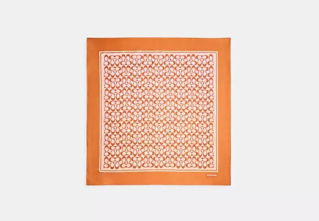 Coach Textured Signature Print Silk Square Scarf