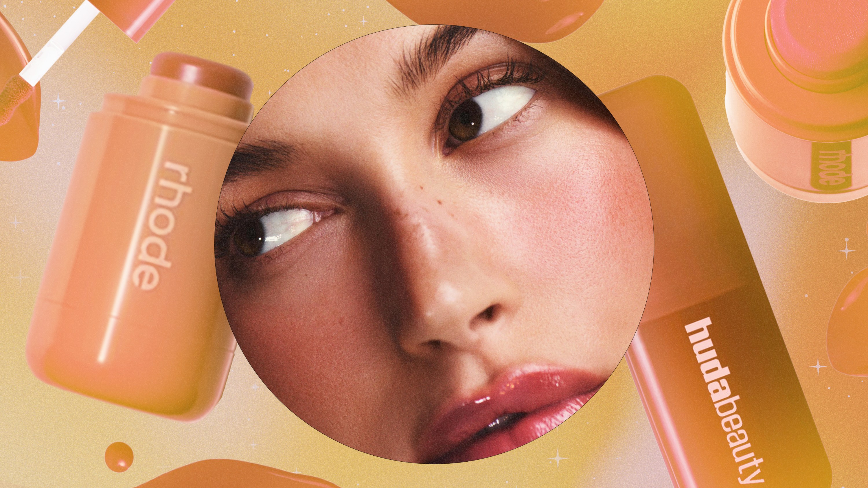 Hailey Bieber and brown blushes used for blonzing.