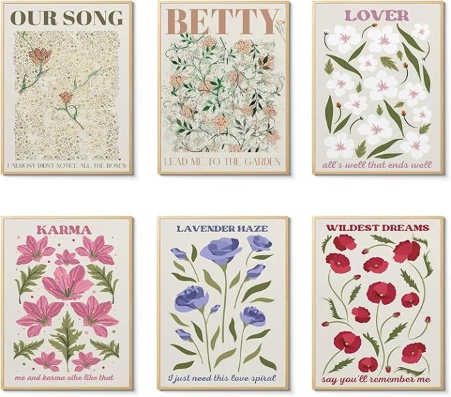 Stunning Flower Music Lyrics Poster Set