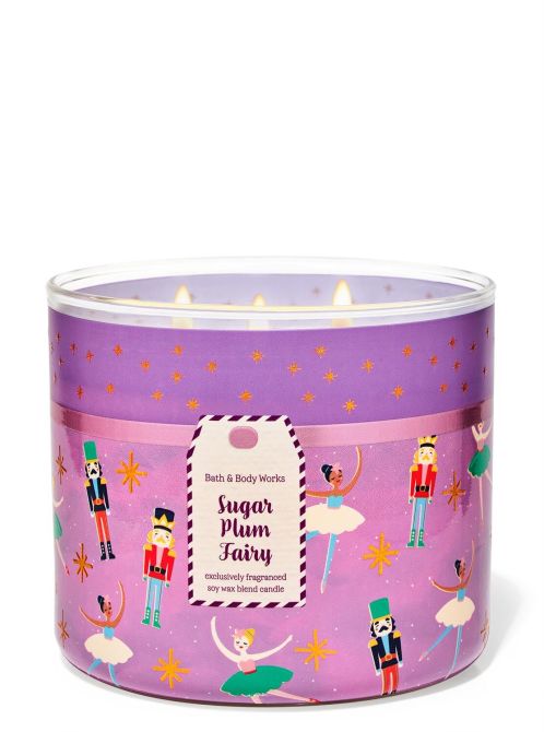 Sugar Plum Fairy 3-Wick Candle in a purple jar.