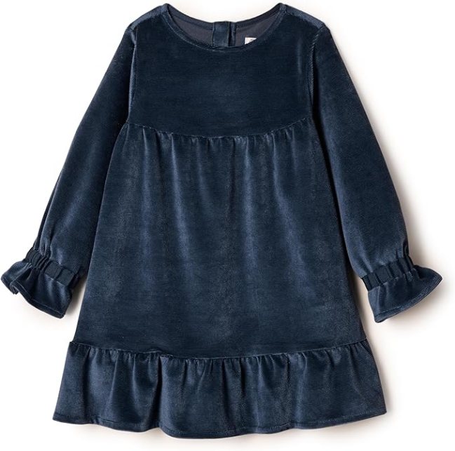 A navy blue corduroy dress for kids from the Sofia Grainge x Amazon Essentials collection
