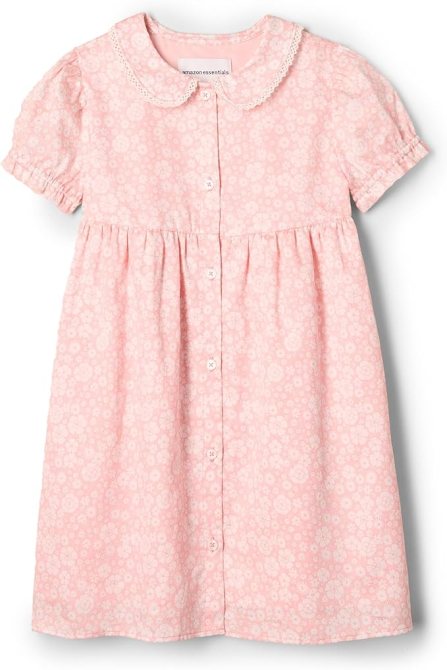A pink patterned dress from the Sofia Grainge x Amazon Essentials collection