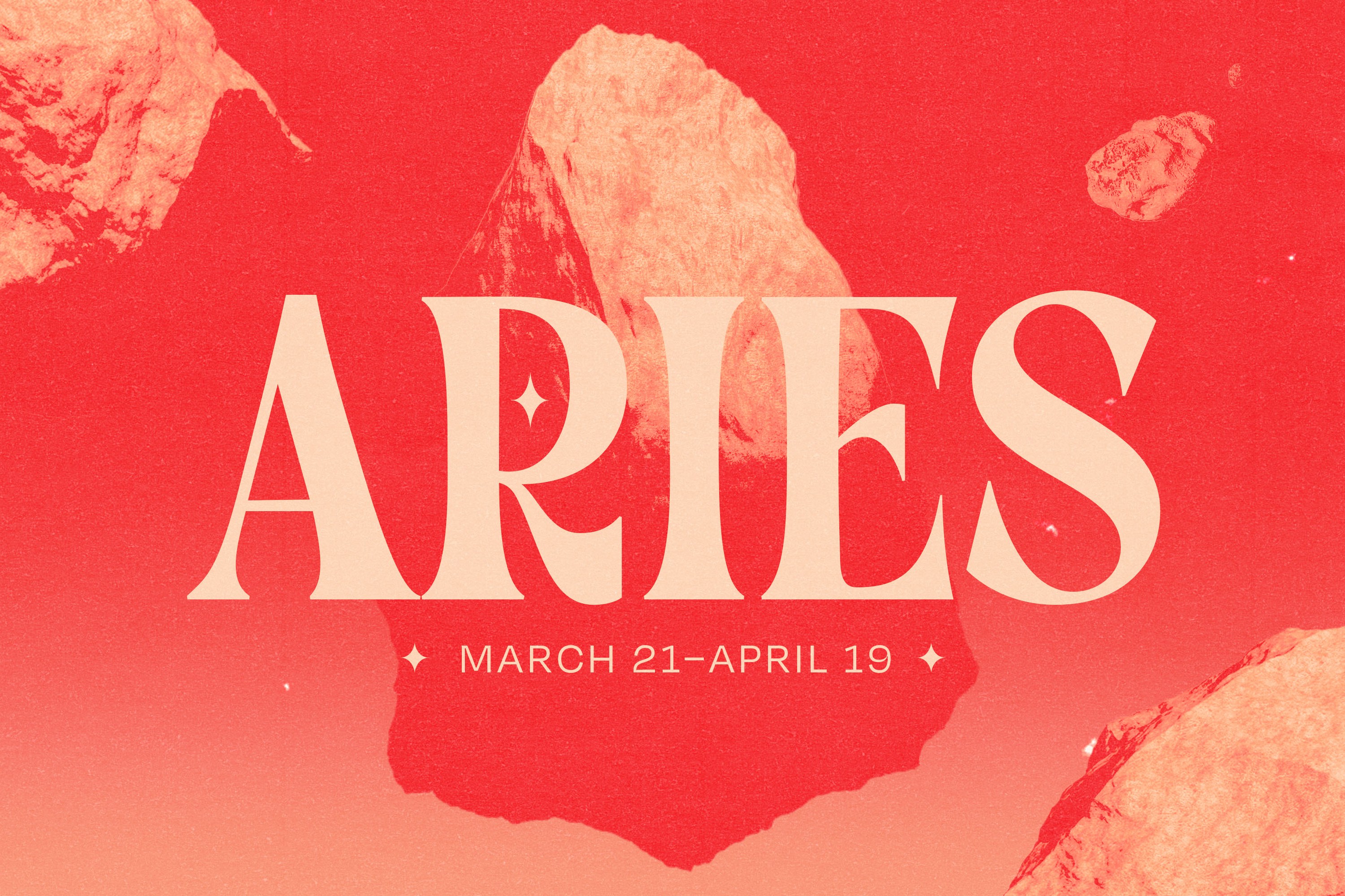 The word 'Aries' floating over outer space