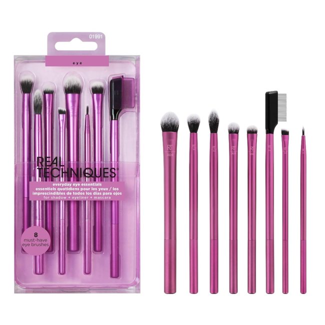 Purple set of Real Techniques brushes.