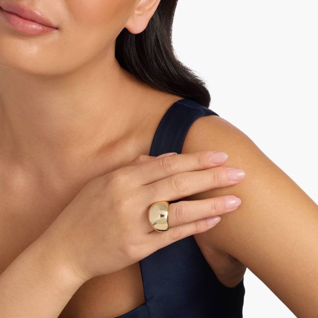 Wide Domed Bubble Ring in 14K Yellow Gold