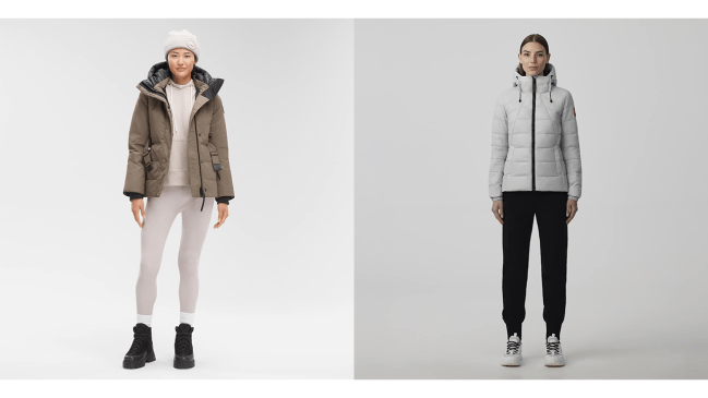 Two models wearing Canada Goose ski jackets