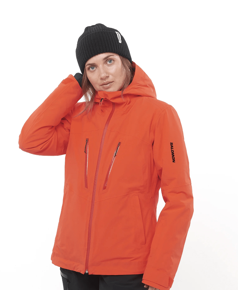 Salomon Brilliant Insulated Jacket Hoodie in bright orange-red colorway