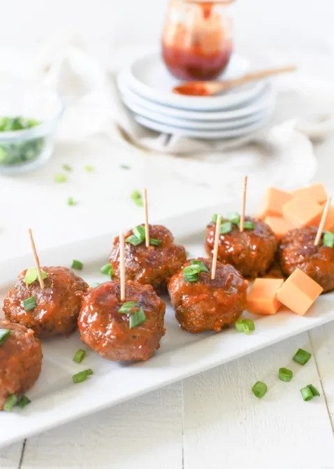 A plate of meatball bites