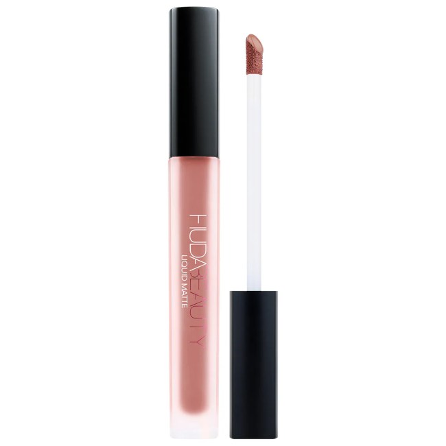 Huda Beauty Liquid Matte Lipstick in Wifey in a clear tube.
