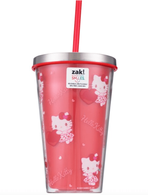 zak! Hello Kitty Valentine's Double Wall Tumbler & Straw