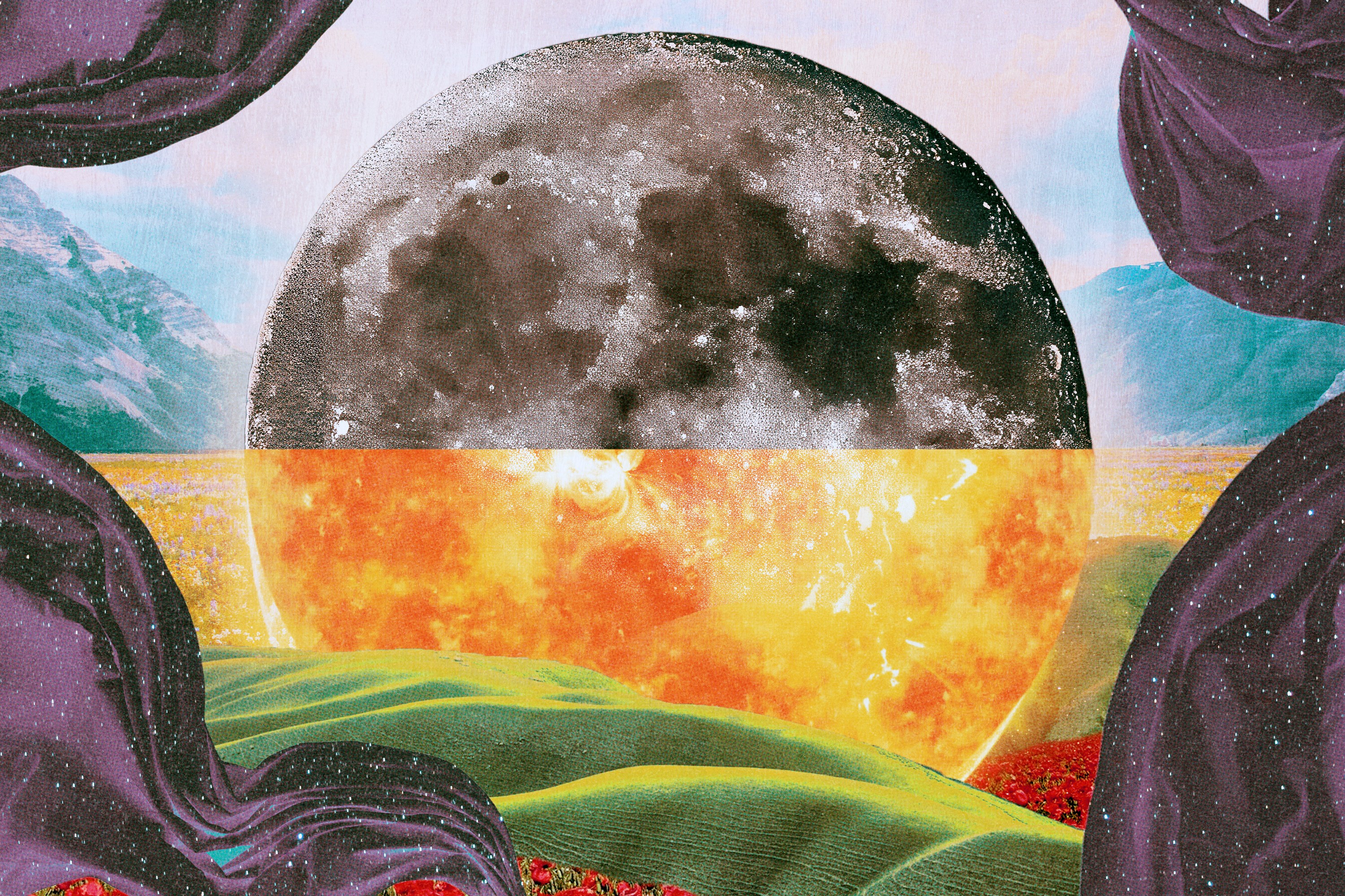 A planet in which one half is the moon and the other half is the sun, in representation of the spring equinox.