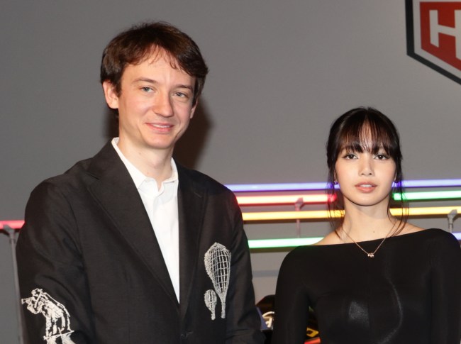 MIAMI, FLORIDA - MAY 03: (L-R) Frédéric Arnault, Lisa Manobal, Julien Tornare and Ronnie Fieg attends the TAG Heuer Formula 1 Kith Launch Celebration at Rubell Museum on May 03, 2024 in Miami, Florida.