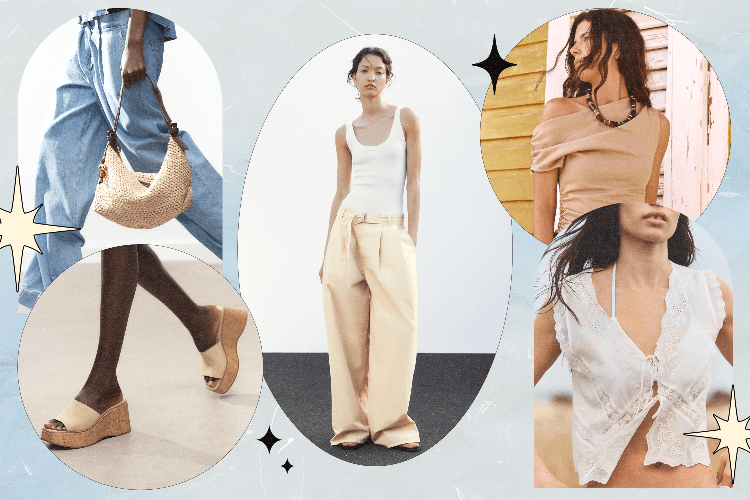 Five models wearing Zara's White Edit summer collection
