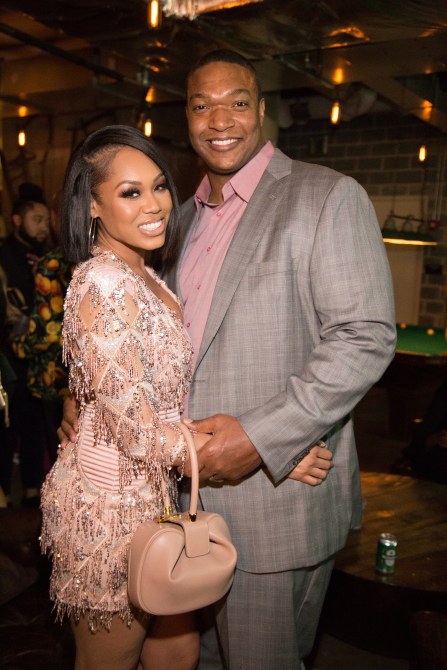 WASHINGTON, DC - APRIL 28: Monique Samuels and Chris Samuels attend "Real Housewives Of Potomac" Premiere Party at The Hecht Warehouse at Ivy City on April 28, 2019 in Washington, DC.