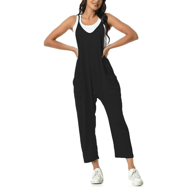 A black Free People Hot Shot Romper Dupe.