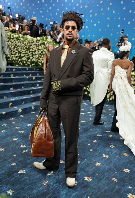 NEW YORK, NEW YORK - MAY 05: Bad Bunny attends the 2025 Met Gala Celebrating "Superfine: Tailoring Black Style" at Metropolitan Museum of Art on May 05, 2025 in New York City.