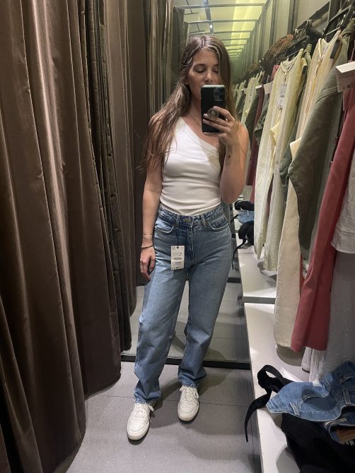 Zara High-Waisted TRF Mom Fit Jeans