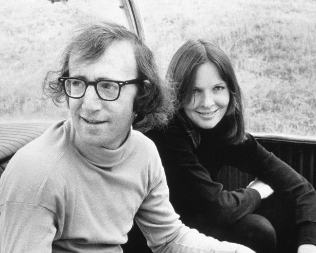 Actors Woody Allen and Diane Keaton on the set of comedy film 'Sleeper', 1973.