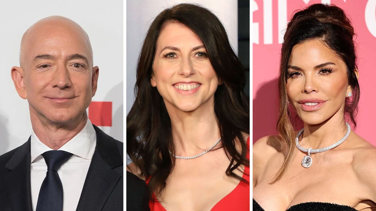 Jeff Bezos, Mackenzie Scott and Lauren Sanchez