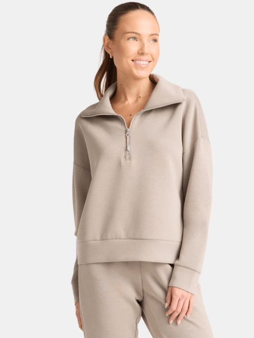 Avia Women's and Women's Plus ScubaKnit Quarter Zip Pullover