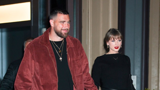 NEW YORK, NEW YORK - NOVEMBER 06: Taylor Swift and Travis Kelce seen in NoHo on November 06, 2025 in New York City.