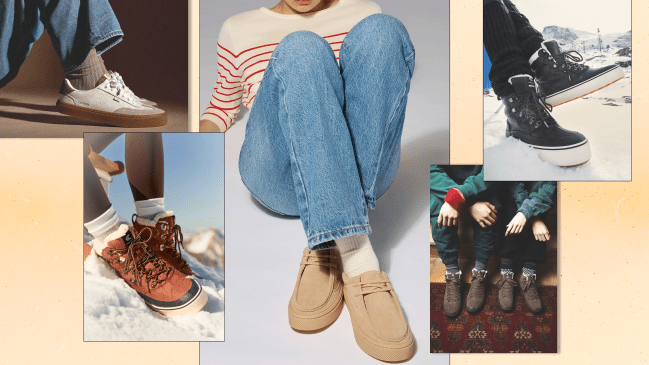 Five images of models wearing Cariuma shoes