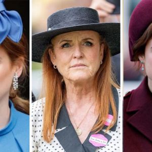 Princess Beatrice, Sarah Ferguson, and Princess Eugenie.