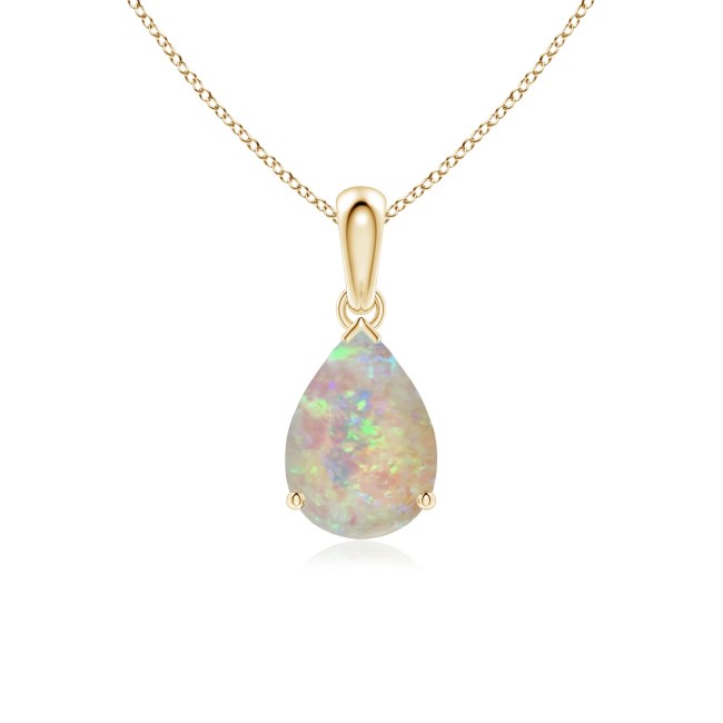 An opal pendant necklace on a white background