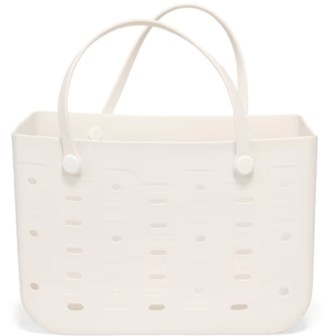 White rubber tote on a white background