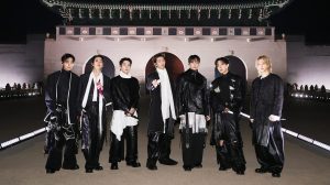 (L to R) V, JIN, SUGA, RM, JUNG KOOK, J-HOPE, JIMIN at 'BTS The Comeback Live | Arirang' at Gwanghwamun Square on March 21st in Seoul, Korea.