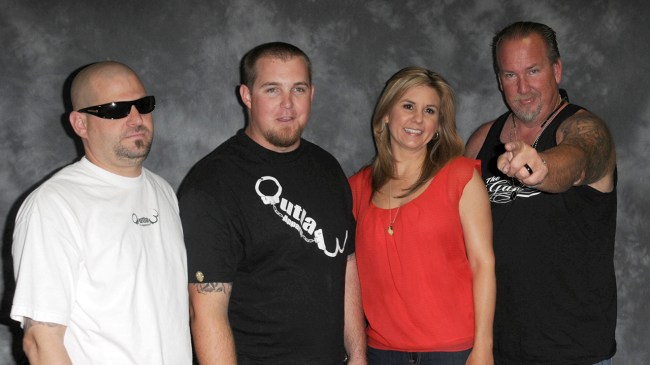 Reality stars Jarrod Schultz, Brandon Sheets, Brandi Passante and Darrell Sheets participate in Jarrod Schultz & Brandi Schultz's 2nd Year Of Storage Wars Party held at Now & Then Thrift Store on March 3, 2012 in Tustin, California.